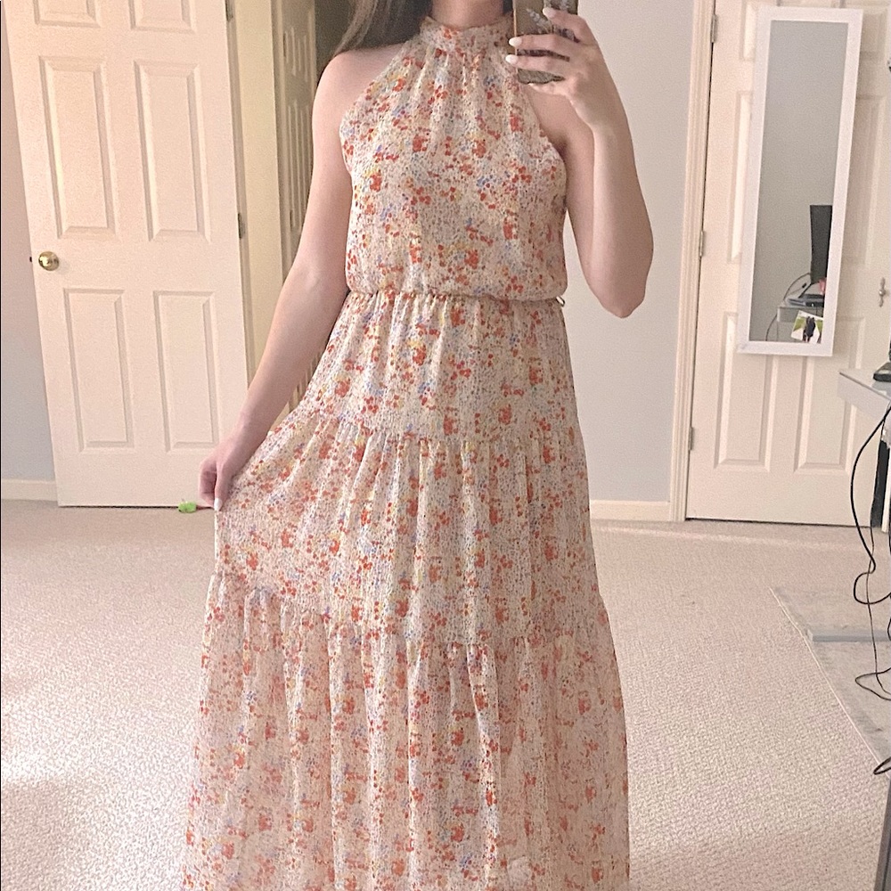 Floral halter neck maxi